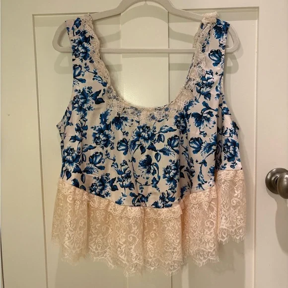 Anthropologie Blue Lace Swing Cami Sz XL - Picture 5 of 10